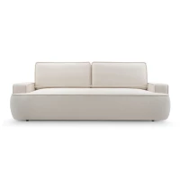 Sofa ASTI z funkcją spania i pojemnikiem na pościel, miękka tkanina boucle