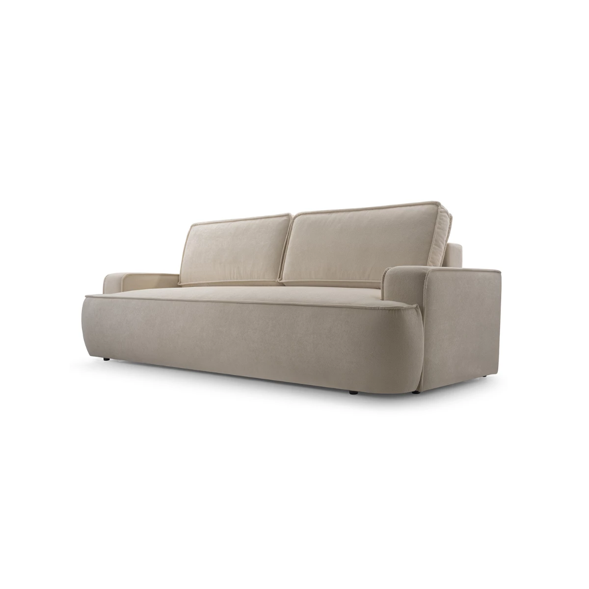 Sofa ASTI z funkcją spania i pojemnikiem na pościel, miękka tkanina boucle