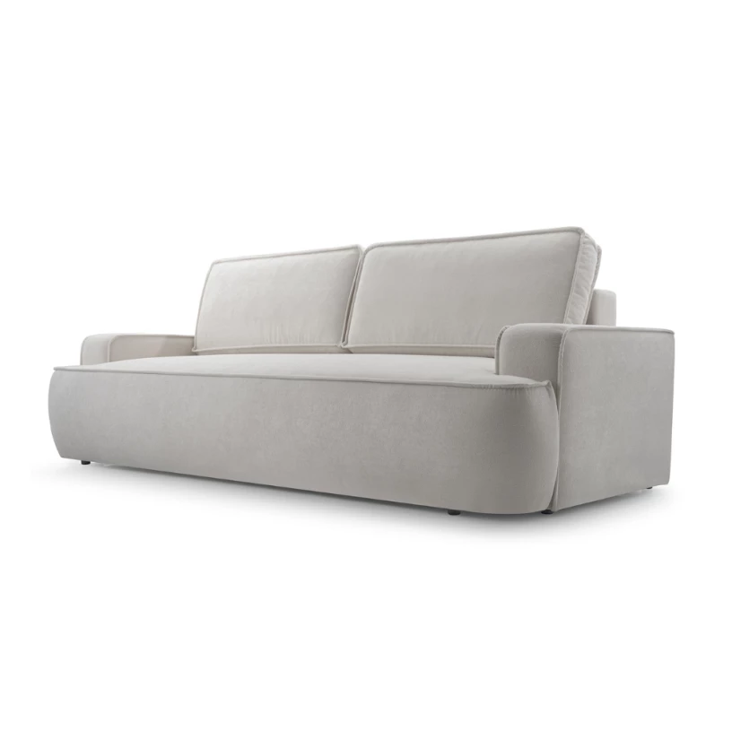 Sofa ASTI z funkcją spania i pojemnikiem na pościel, miękka tkanina boucle