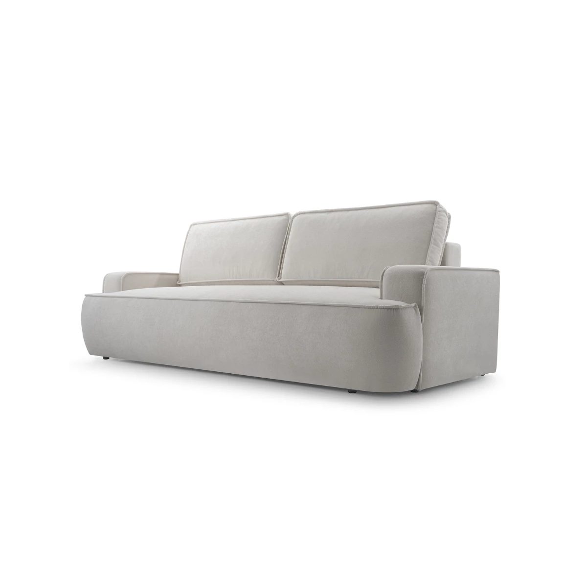 Sofa ASTI z funkcją spania i pojemnikiem na pościel, miękka tkanina boucle