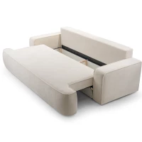 Sofa ASTI z funkcją spania i pojemnikiem na pościel, miękka tkanina boucle