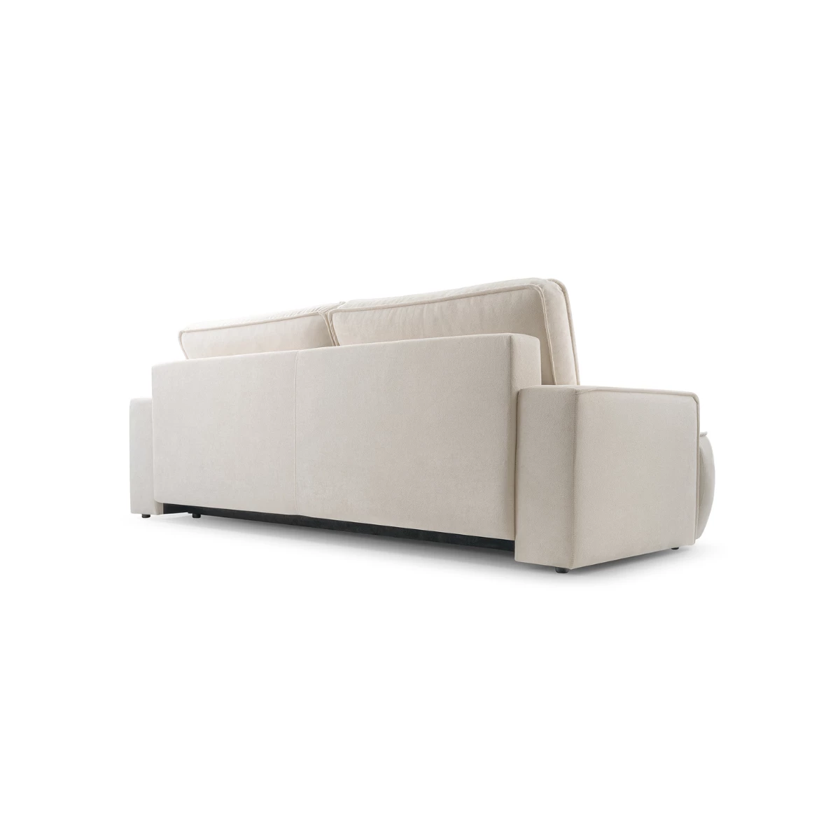 Sofa ASTI z funkcją spania i pojemnikiem na pościel, miękka tkanina boucle