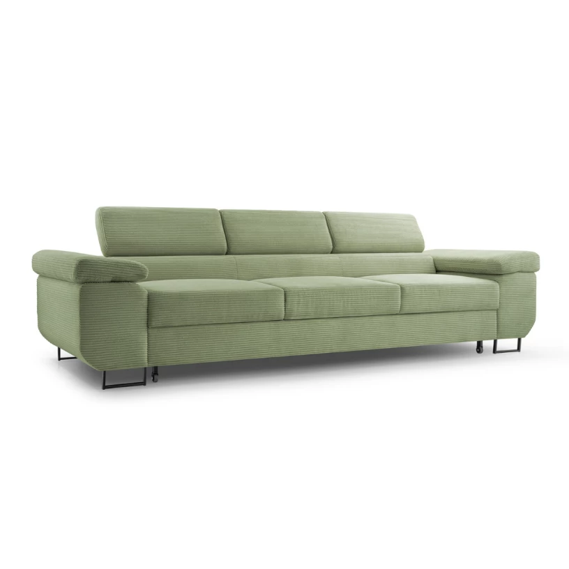 Kanapa NALO z funkcją spania i regulowanymi zagłówkami, tkanina sztruks