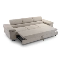 Kanapa NALO z funkcją spania i regulowanymi zagłówkami, tkanina sztruks