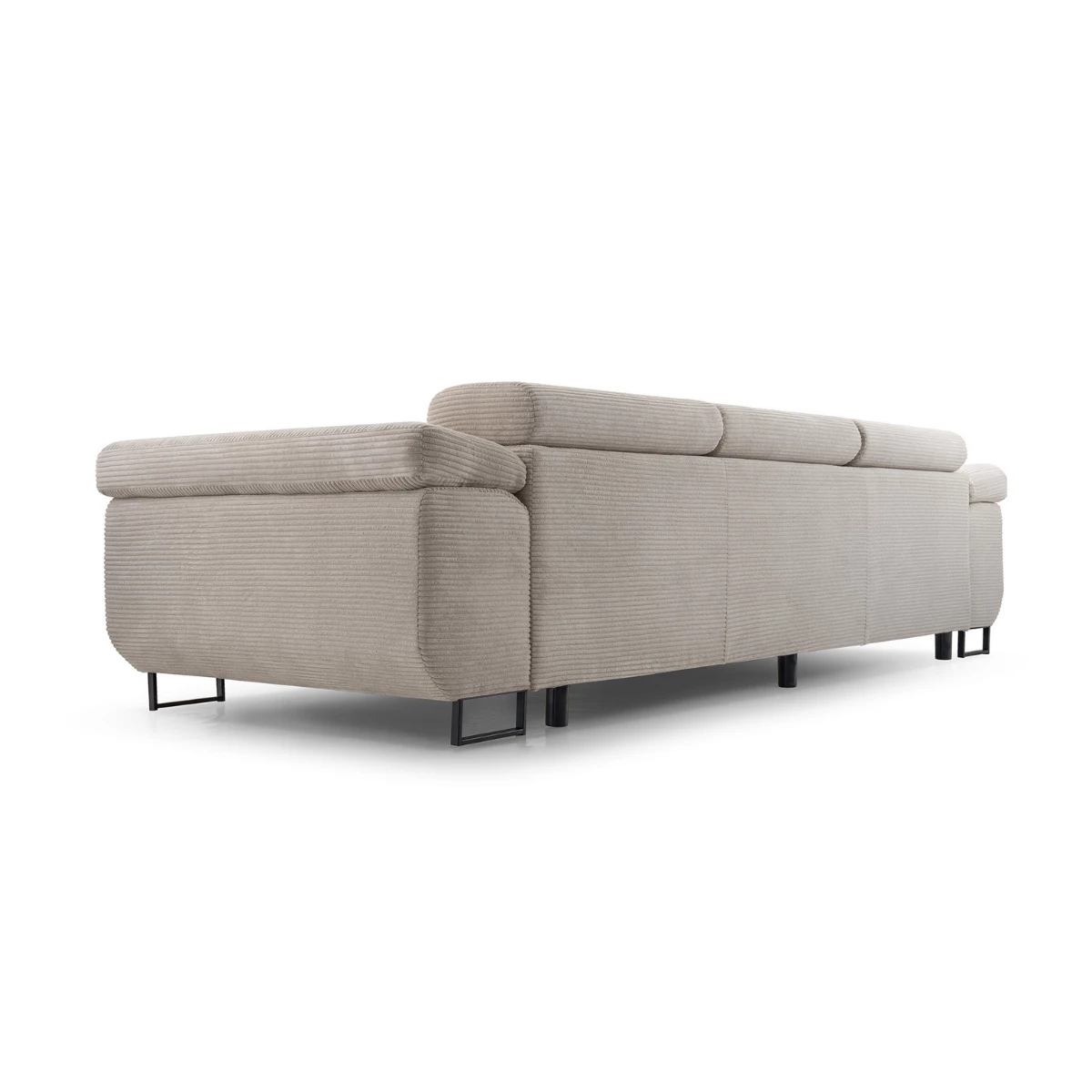 Kanapa NALO z funkcją spania i regulowanymi zagłówkami, tkanina sztruks