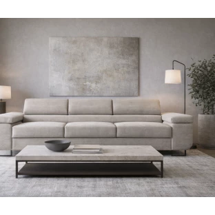 Kanapa NALO z funkcją spania i regulowanymi zagłówkami, tkanina sztruks