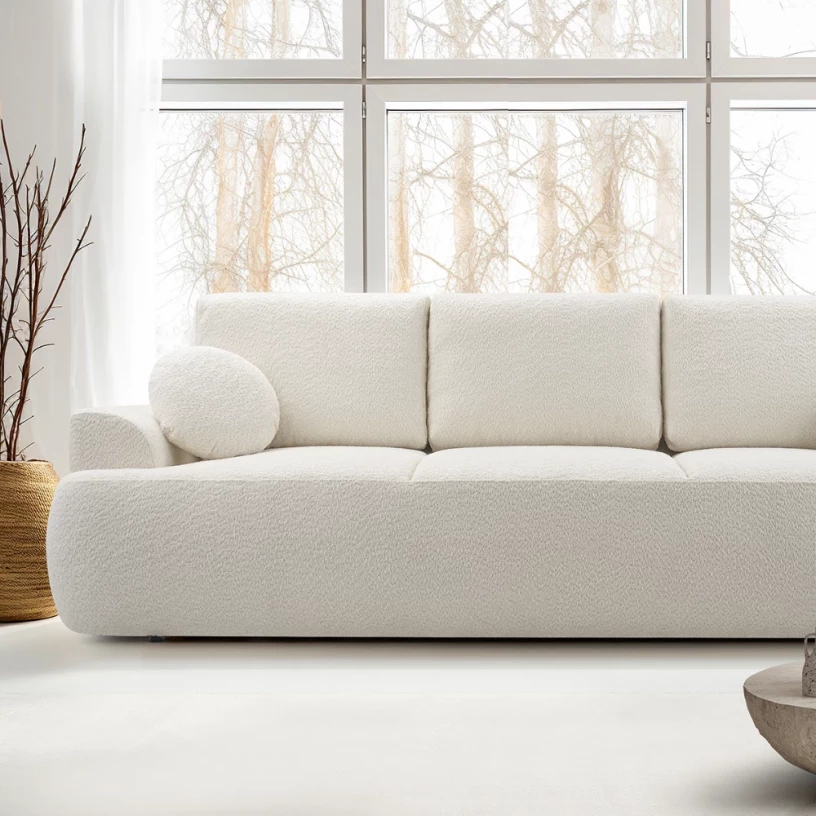 Kanapa LOREN z funkcją spania, obłe kształty