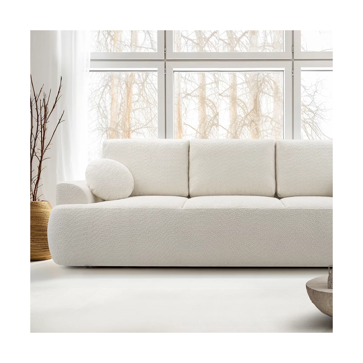 Kanapa LOREN z funkcją spania, obłe kształty