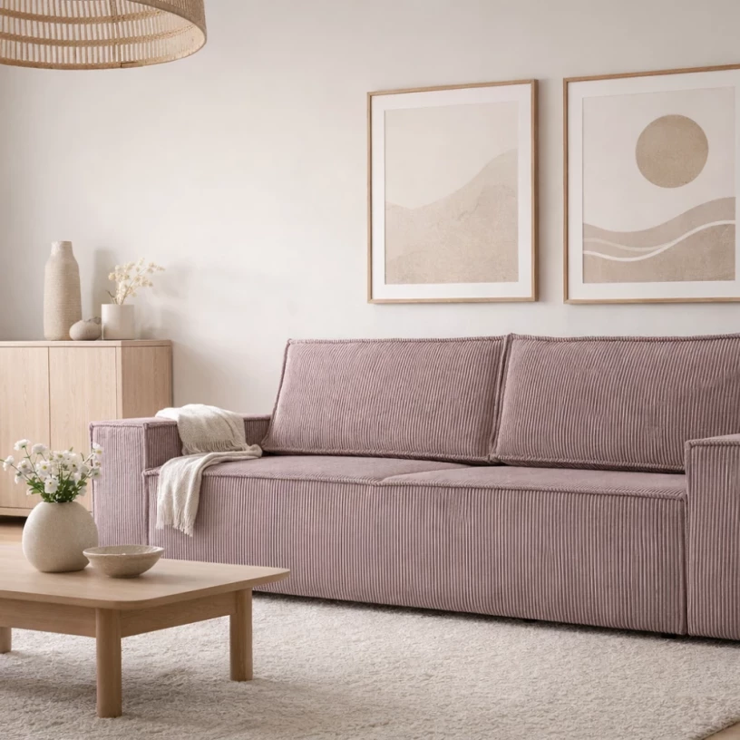 Kanapa ELVA z funkcją spania, tkanina sztruks