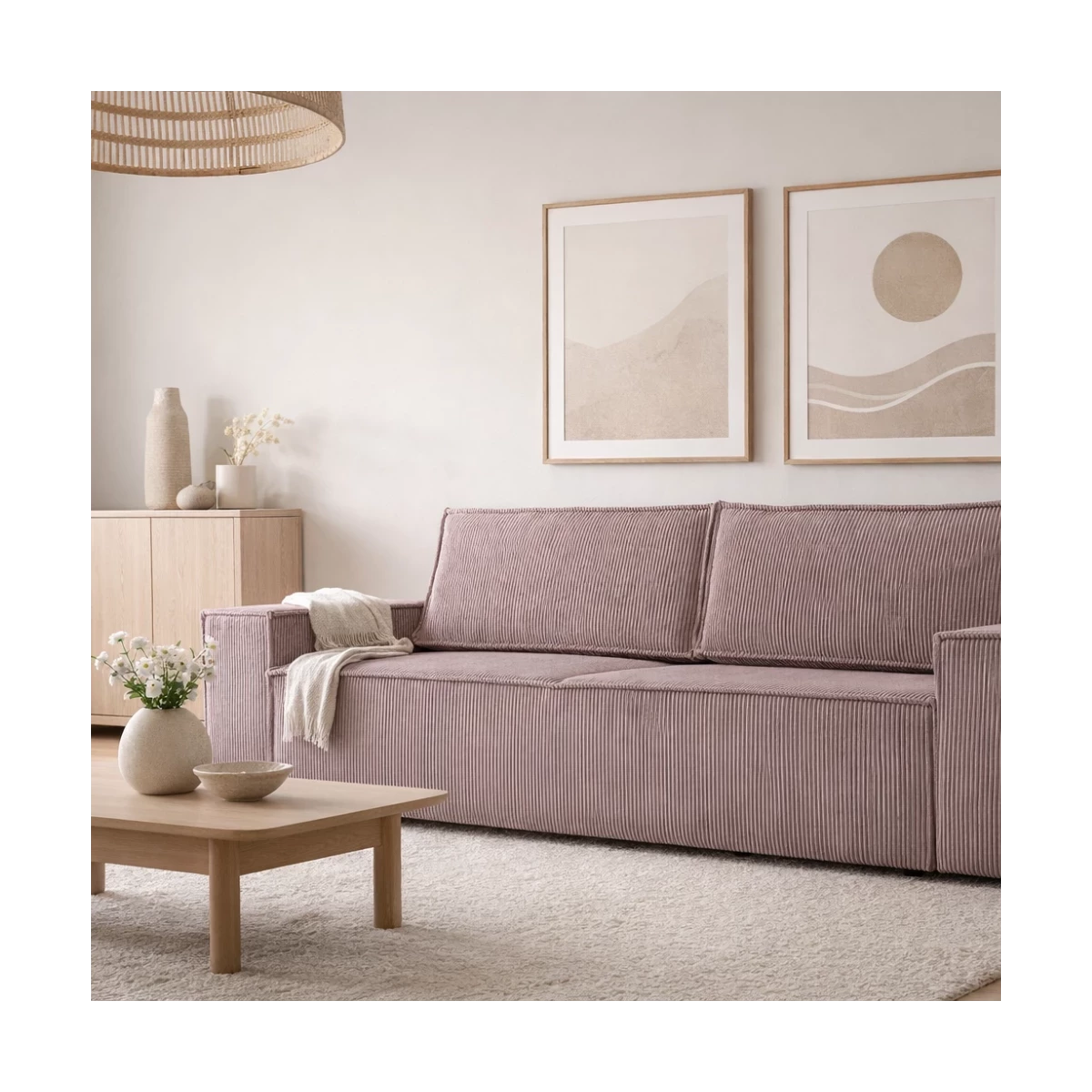 Kanapa ELVA z funkcją spania, tkanina sztruks