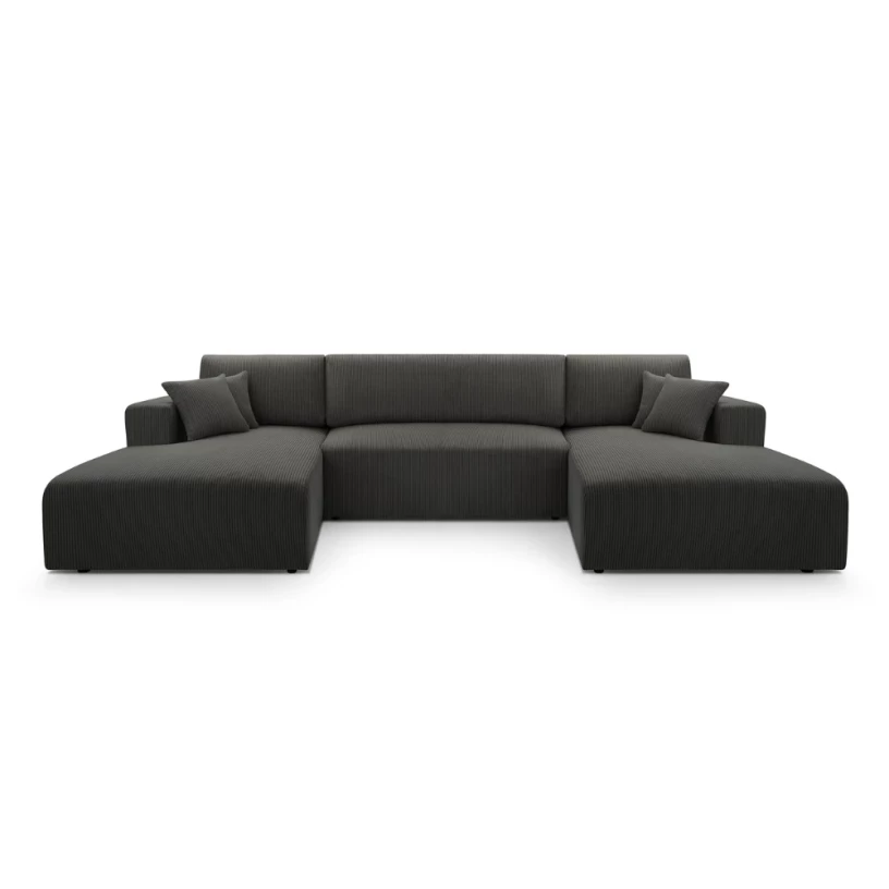 Duży narożnik MOA U rozkładany tkanina sztruks obłe kształty