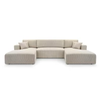 Duży narożnik MOA U rozkładany tkanina sztruks obłe kształty