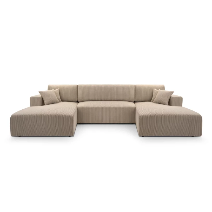 Duży narożnik MOA U rozkładany tkanina sztruks obłe kształty