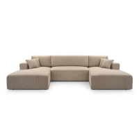 Duży narożnik MOA U rozkładany tkanina sztruks obłe kształty