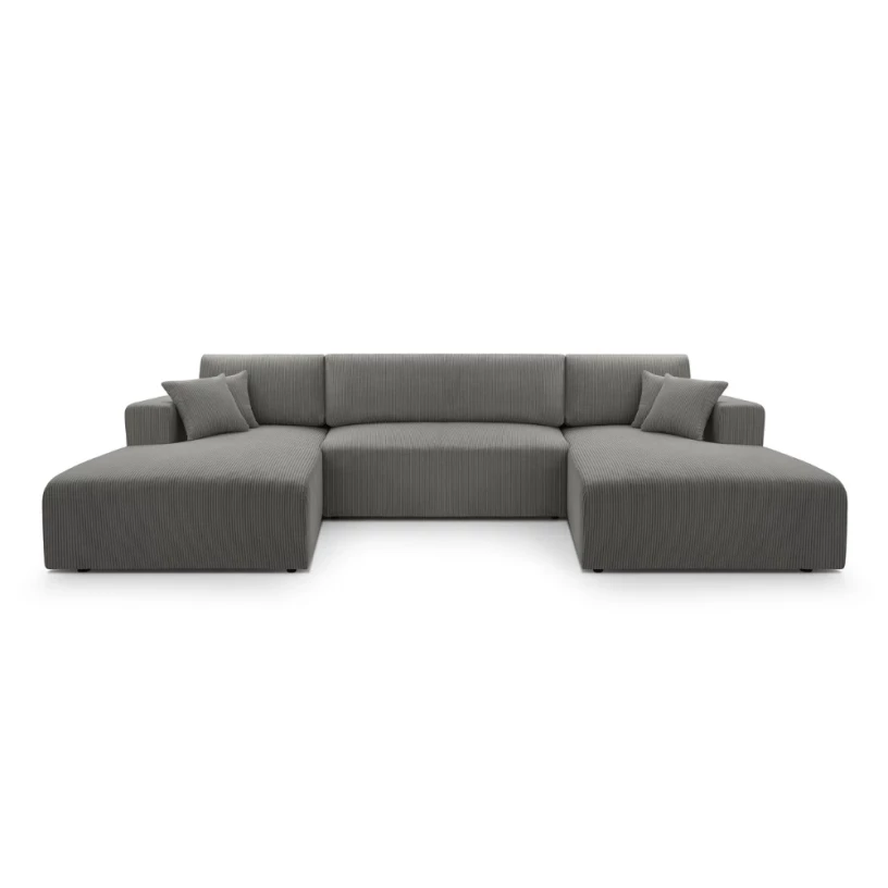 Duży narożnik MOA U rozkładany tkanina sztruks obłe kształty