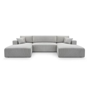 Duży narożnik MOA U rozkładany tkanina sztruks obłe kształty