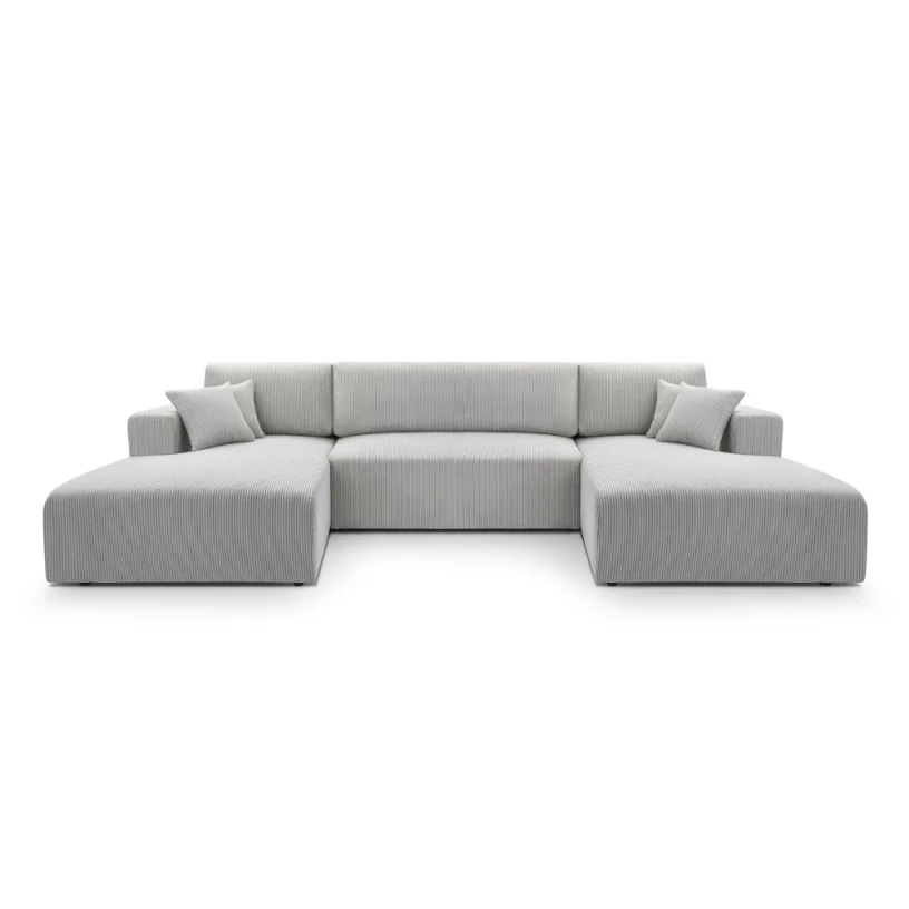 Duży narożnik MOA U rozkładany tkanina sztruks obłe kształty