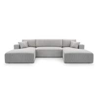 Duży narożnik MOA U rozkładany tkanina sztruks obłe kształty