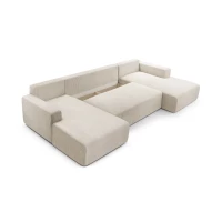 Duży narożnik MOA U rozkładany tkanina sztruks obłe kształty