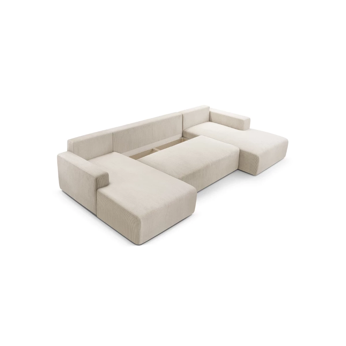 Duży narożnik MOA U rozkładany tkanina sztruks obłe kształty