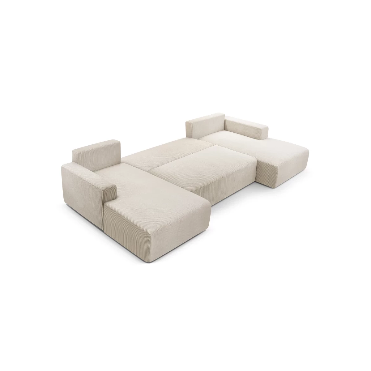 Duży narożnik MOA U rozkładany tkanina sztruks obłe kształty