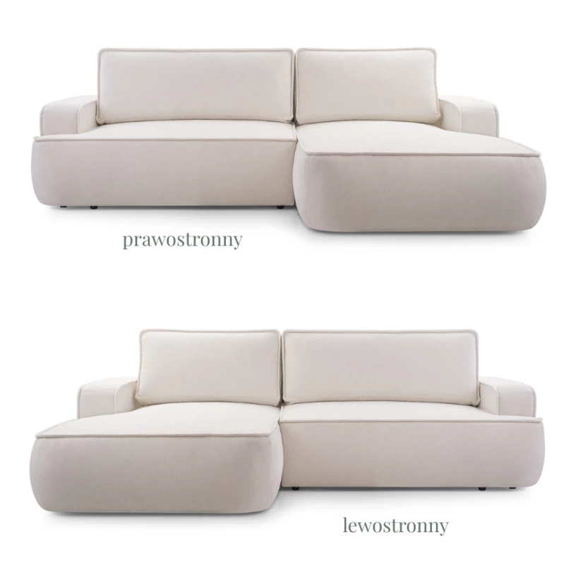 Narożnik ASTI rozkładany z funkcją spania obłe kształty