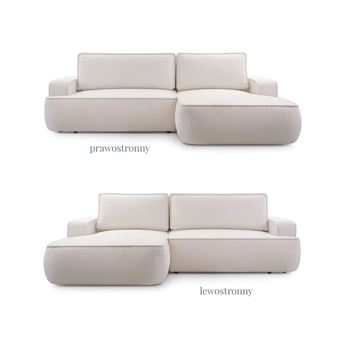 Narożnik ASTI rozkładany z funkcją spania obłe kształty