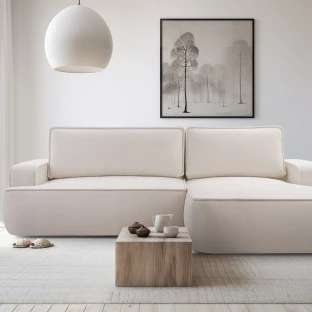 Narożnik ASTI rozkładany z funkcją spania obłe kształty