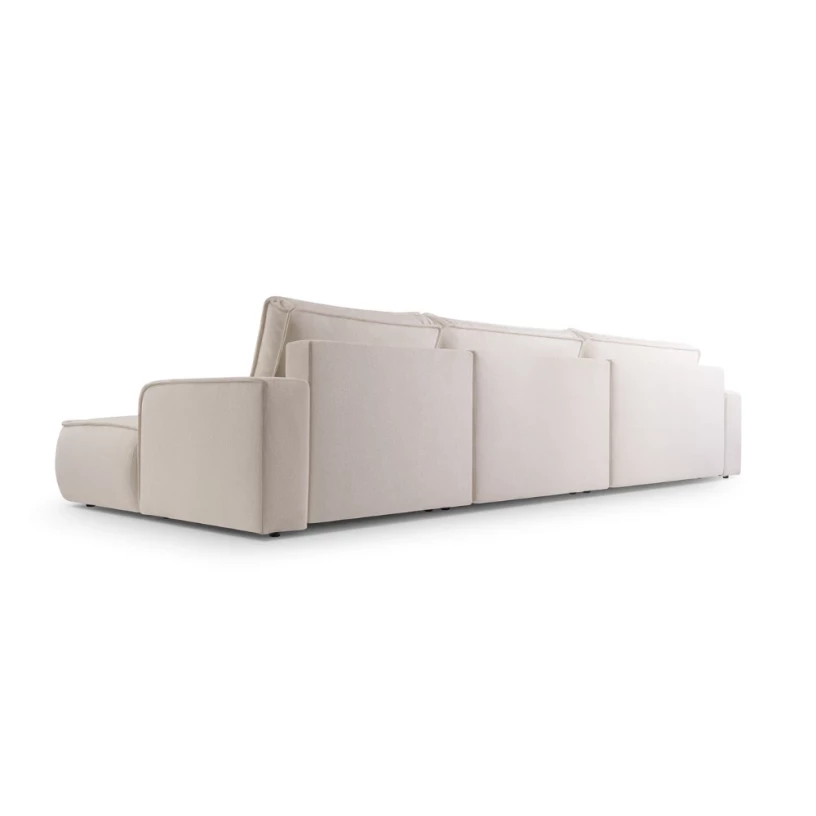 Duży narożnik ASTI U rozkładany z pojemnikiem na pościel, obłe kształty