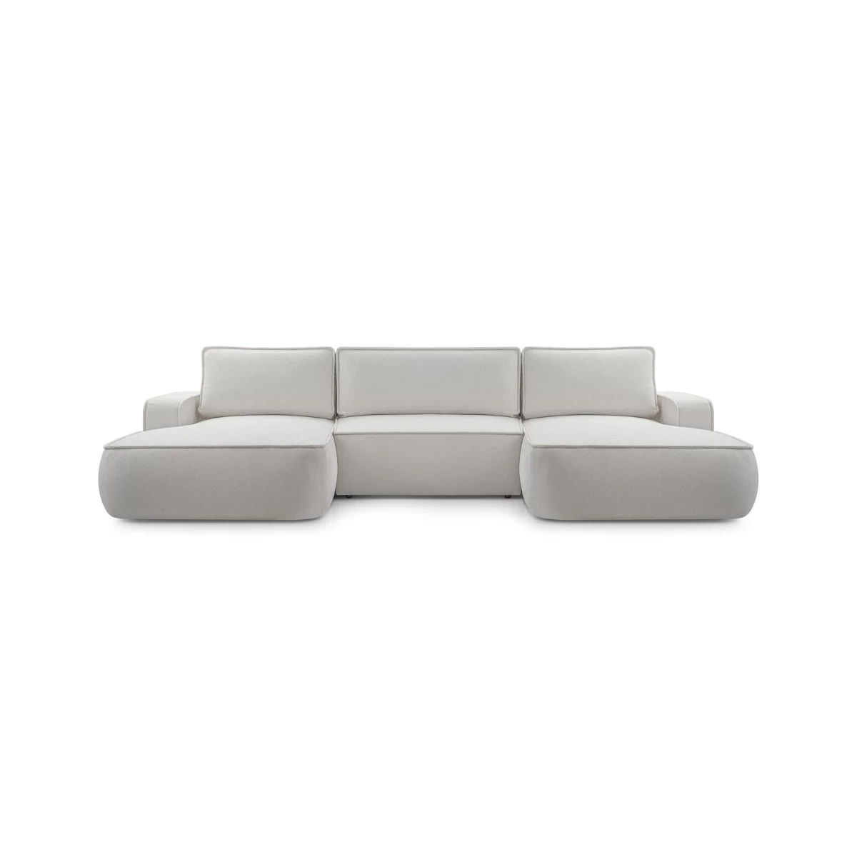 Duży narożnik ASTI U rozkładany z pojemnikiem na pościel, obłe kształty