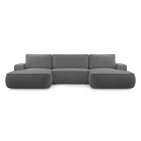 Duży narożnik ASTI U rozkładany z pojemnikiem na pościel, obłe kształty