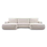 Duży narożnik ASTI U rozkładany z pojemnikiem na pościel, obłe kształty