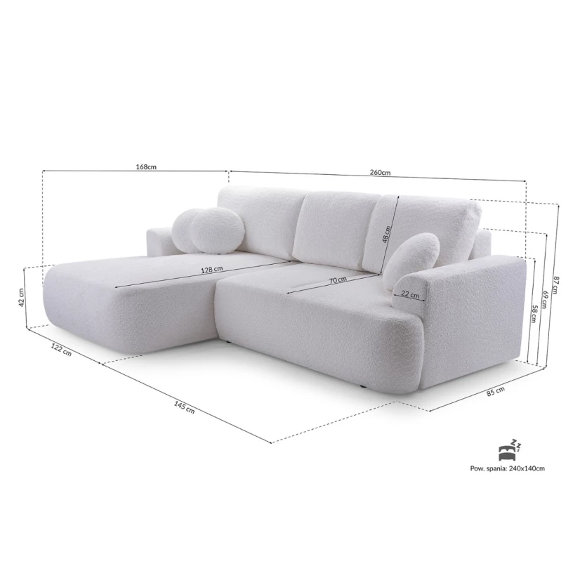 Narożnik LOREN rozkładany z pojemnikiem na pościel