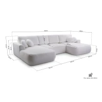 Duży narożnik LOREN U rozkładany z pojemnikiem na pościel