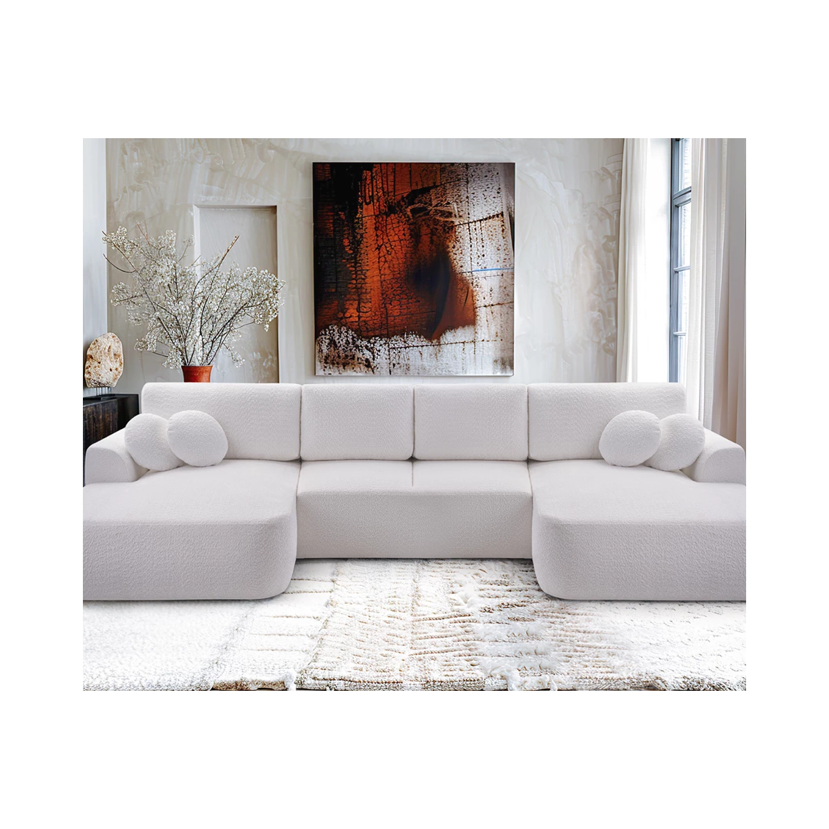 Duży narożnik LOREN U rozkładany z pojemnikiem na pościel