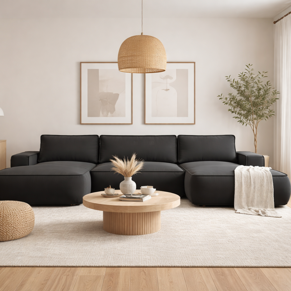 A cozy room with a cute dog and cushions